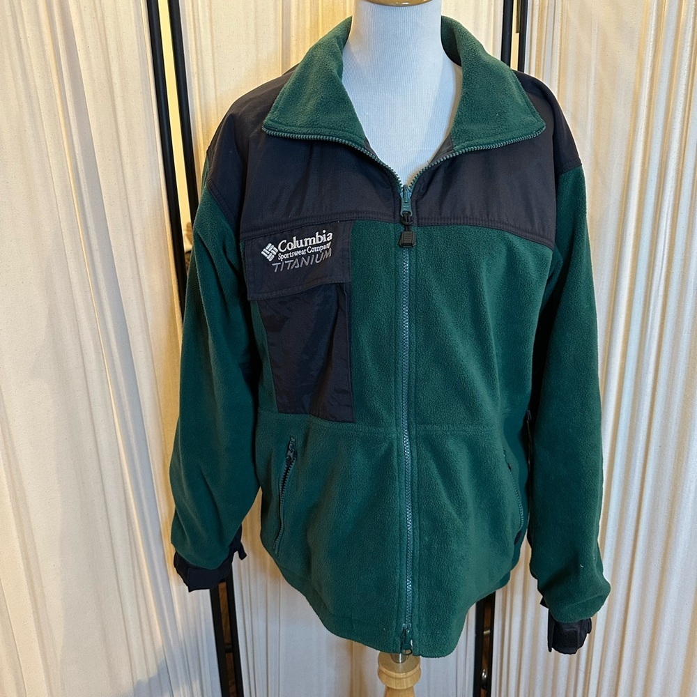 Columbia Titanium Performance Jacket Green Black Fleece